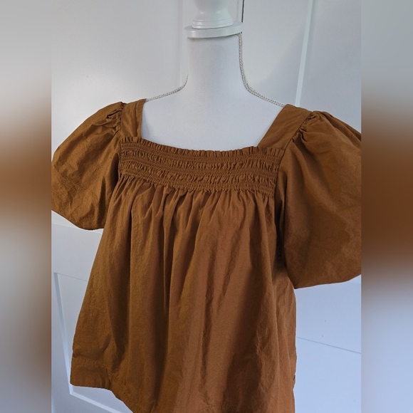 Maeve By Antropologie Women's Brown Puff Sleeve Top - Picture 8 of 15